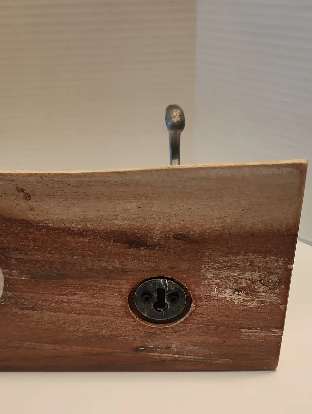 Wall-Mounted Rustic Wood Coat Rack with Silver Hooks